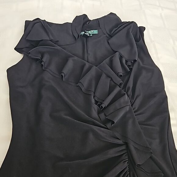 Ralph Lauren Women's Ruffled Midi Dress Black 4 - Picture 15 of 16